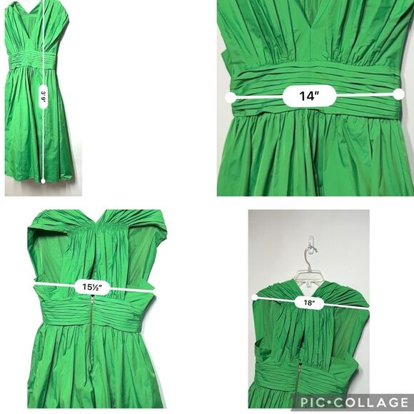 Anthropologie Tracy Reese Midi Dress Parted Emerald Dress with Pockets 8 - Picture 10 of 15